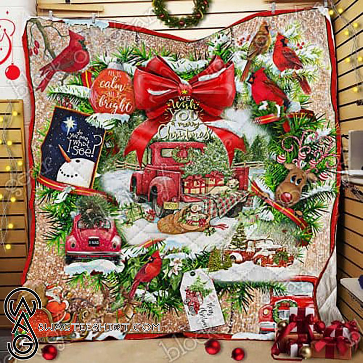 We Wish You A Merry Christmas Red Truck Christmas Quilt