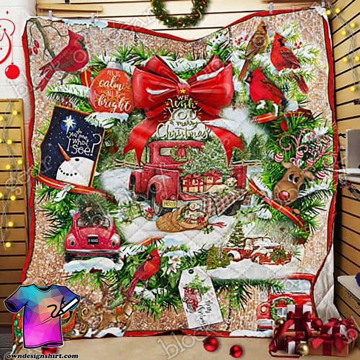 We Wish You A Merry Christmas Red Truck Christmas Quilt