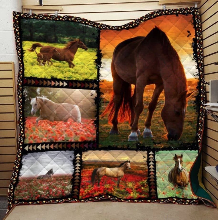 Mp1611 Horse Horse And Flower Quilt Dhc16123866Dd