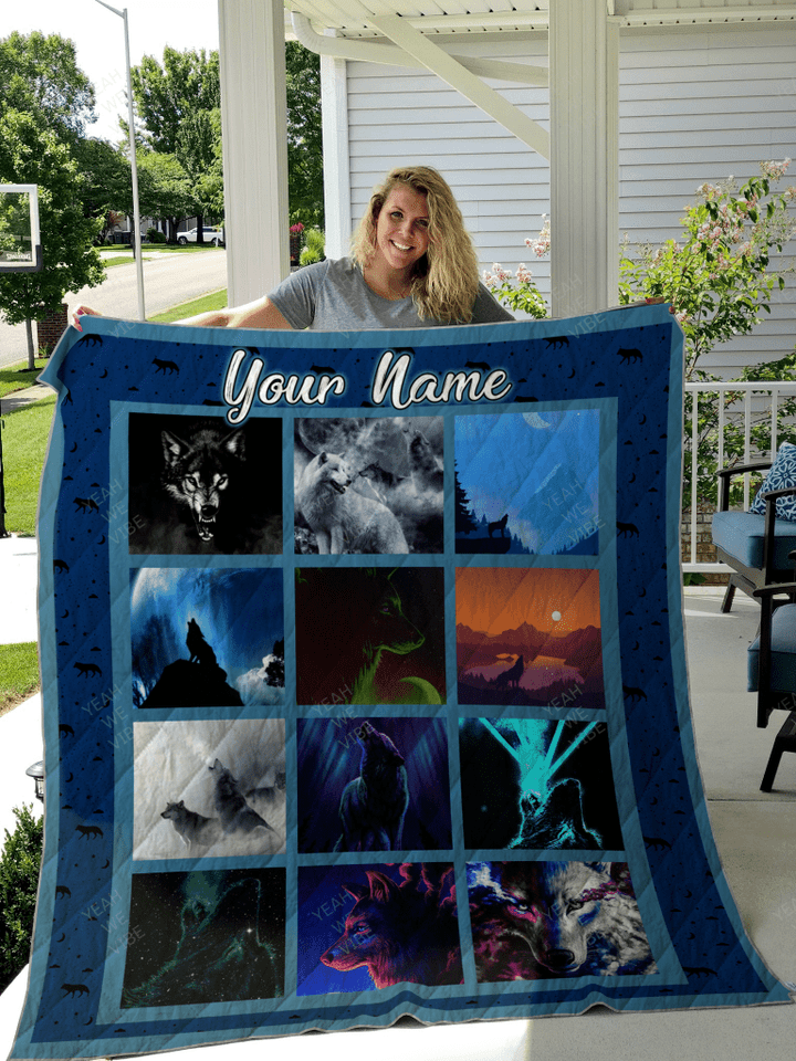 Love Wolf Personalize Custom Name Quilt