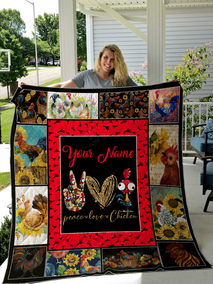 Love Chicken Personalize Custom Name Quilt