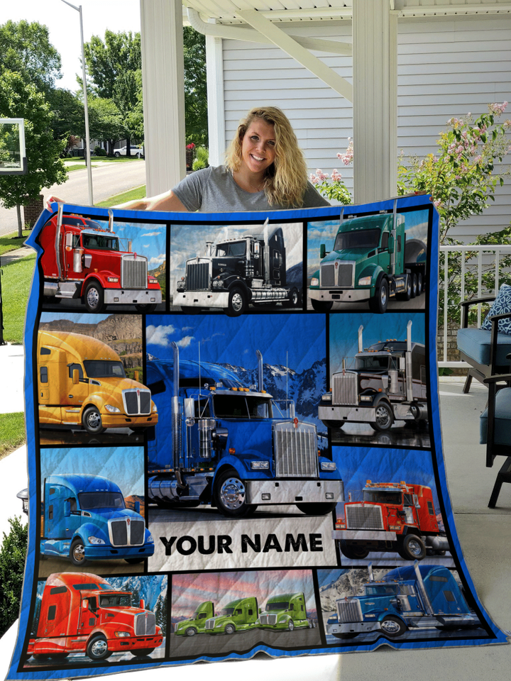 Love Truck Personalize Custom Name Quilt