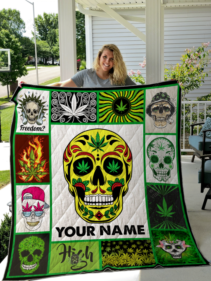 Skull Weed Personalize Custom Name Quilt