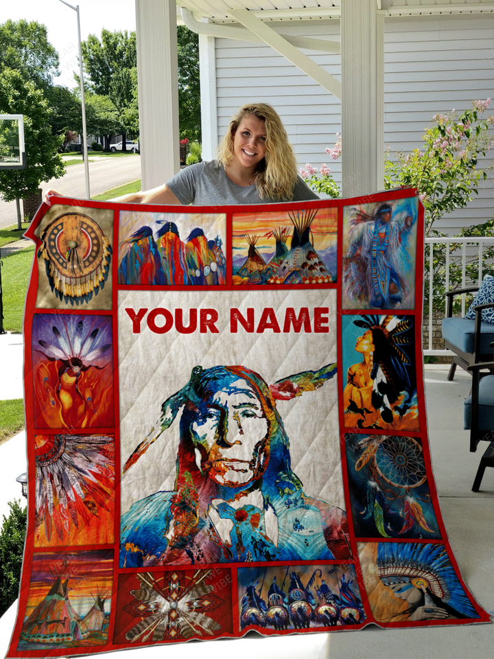 Love Native American Personalize Custom Name Quilt