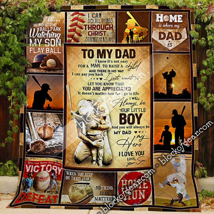 Son To Baseball Dad Quilt 