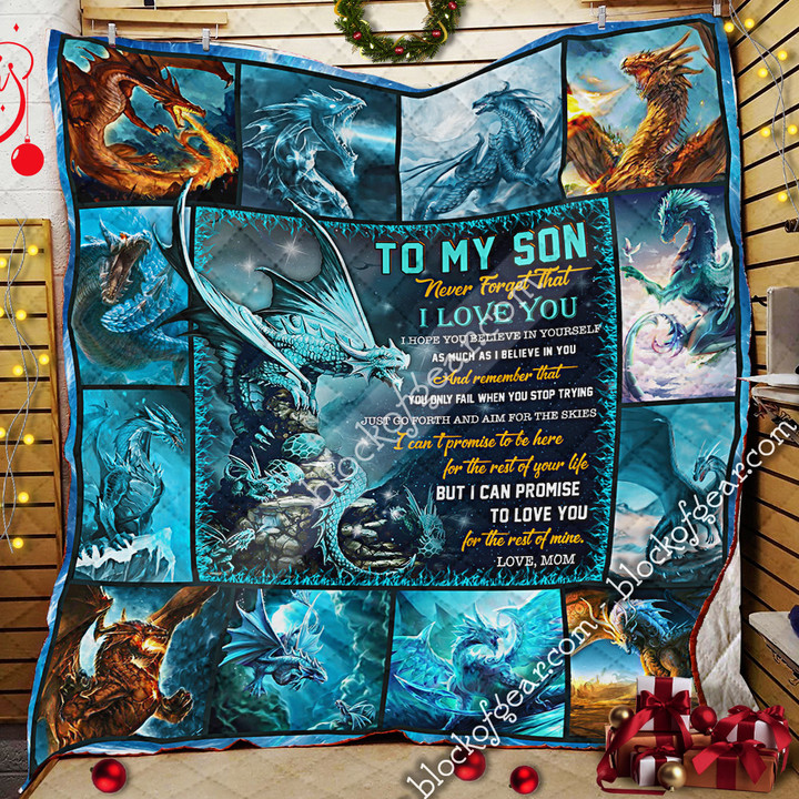 To My Son, Love Mom, Dragon Quilt 