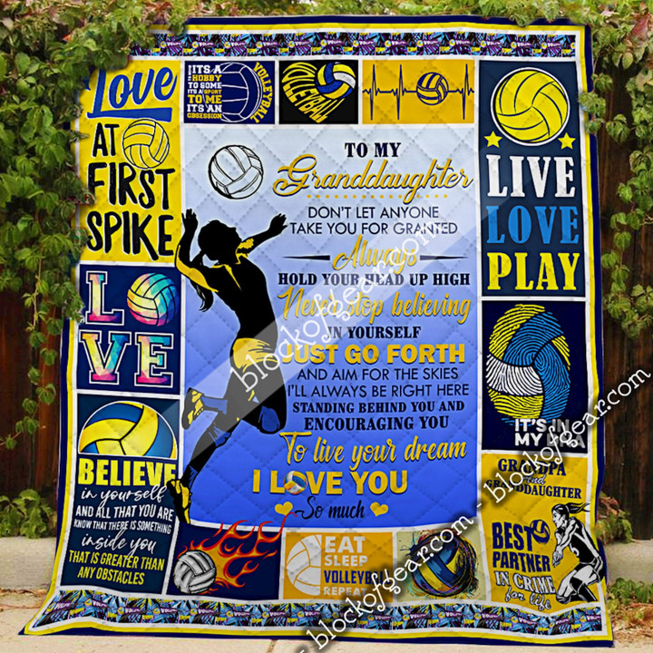 To My Granddaughter, Love Grandpa - Volleyball Quilt 