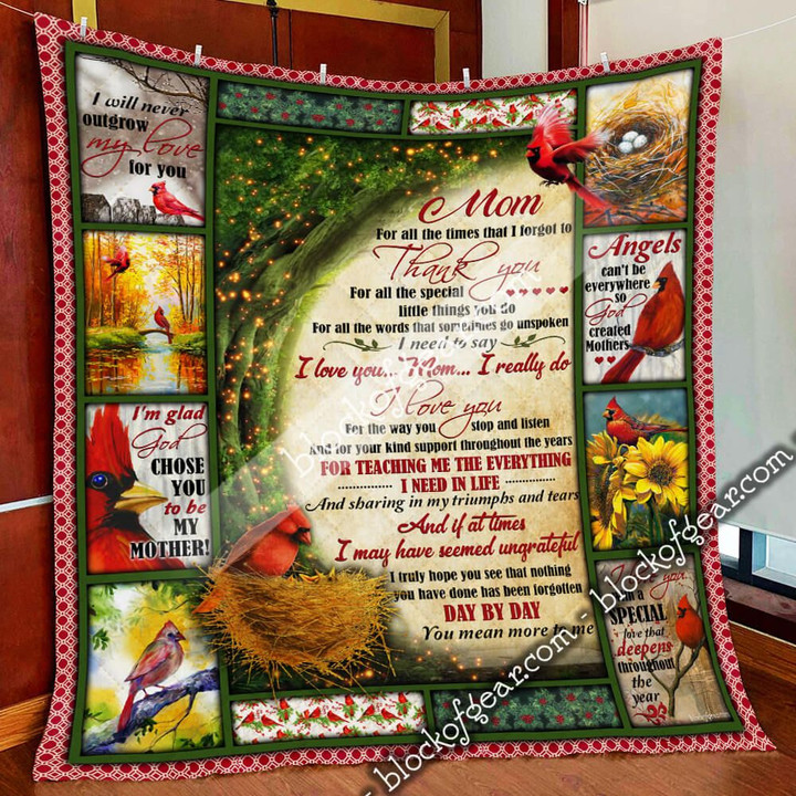 Mom, You Mean The World To Me Cardinal Quilt Shb94