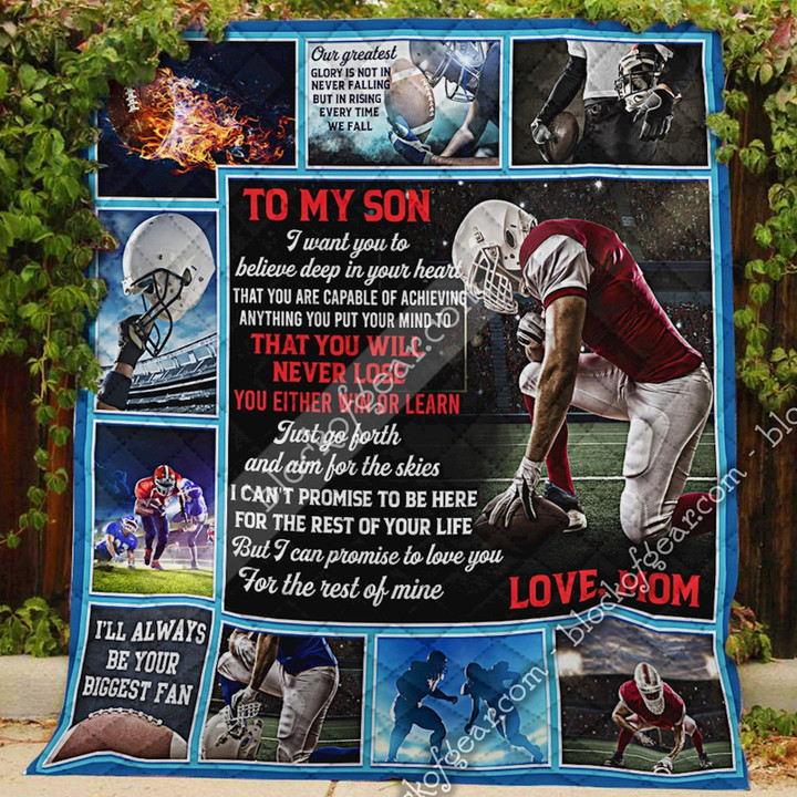 To My Son, You Will Never Lose, You Either Win Or Learn, Football Quilt Np371
