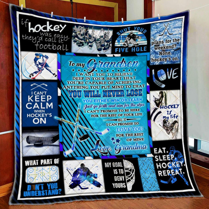From Grandma To Grandson Ice Hockey Quilt