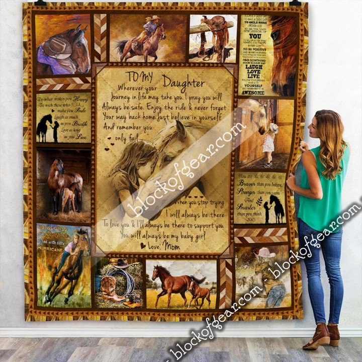 To My Daughter, Love Mom, Horse Girl Quilt