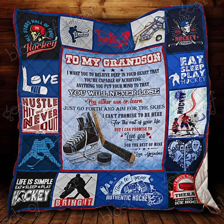To My Grandson, Ice Hockey Quilt Thl960