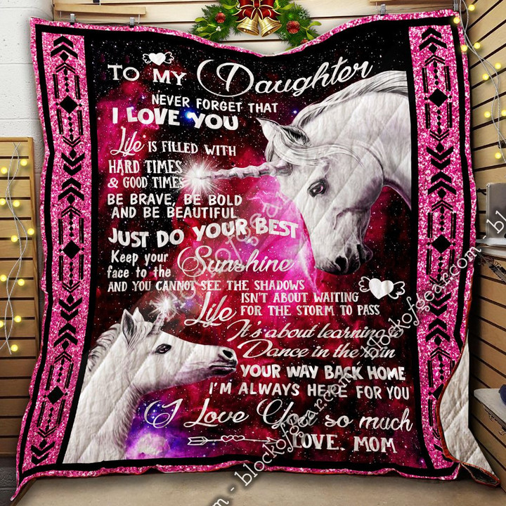 To My Daughter, Love Mom – Unicorn Quilt