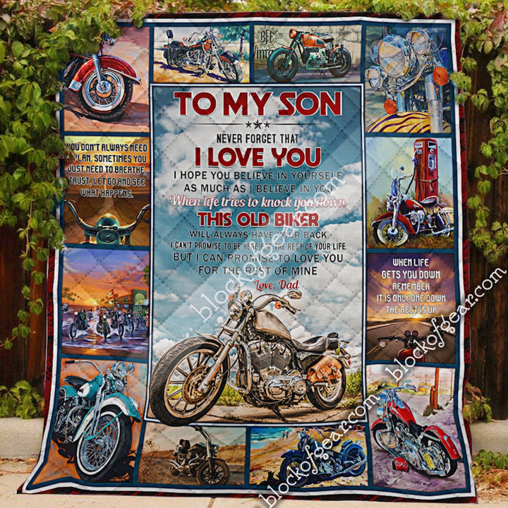 To My Son, Love Dad, Biker Quilt
