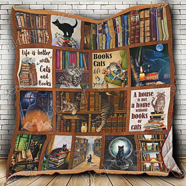 Books And Cats Quilt