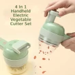 4 In 1 Handheld Electric Vegetable Cutter Set Handheld Durable Chili Vegetable Crusher Kitchen Tool USB Charging Ginger Masher Machine Automatic