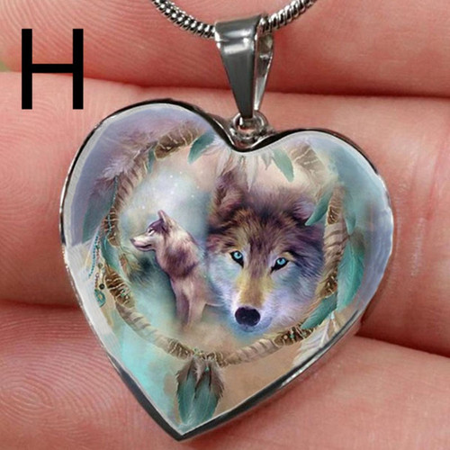 WolfHeart - Totem Wolf Heart Shaped Crystal Necklace