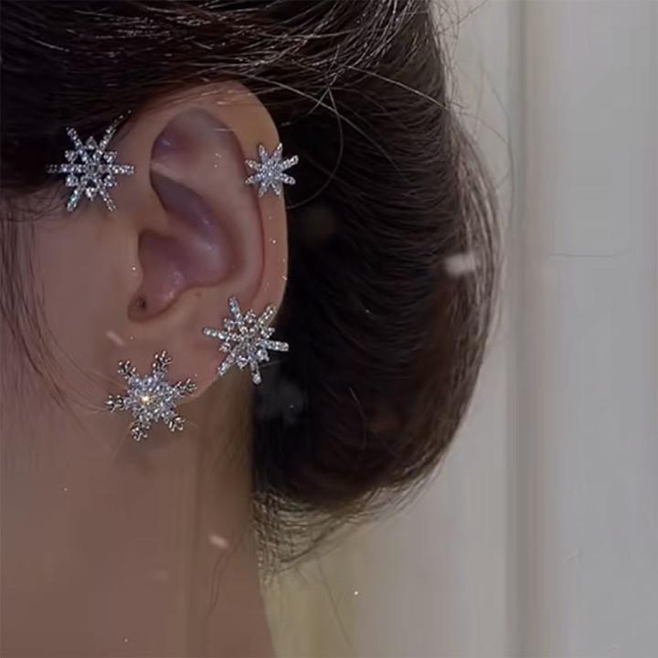 Snowflake - Zircon Earrings Without Pierced