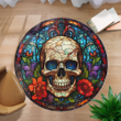 Skull And Flowers Round Carpet