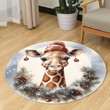 Christmas Giraffe Round Carpet