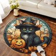Black Cat Round Carpet