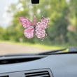 Pink Butterfly Wooden Car Ornament