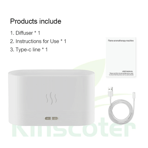 Ultrasonic Air Humidifier LED Essential Flame Diffuser