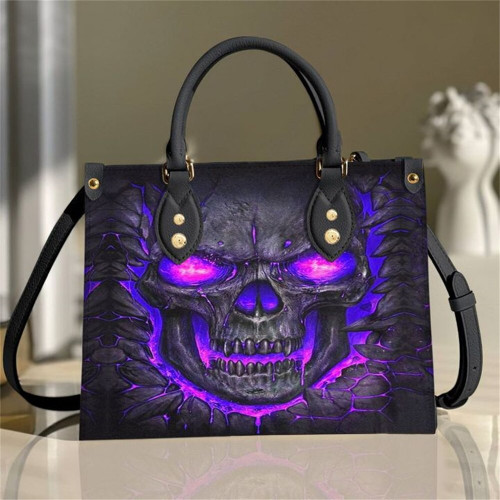 Purple Skull Leather Bag Handbag Purse for Women