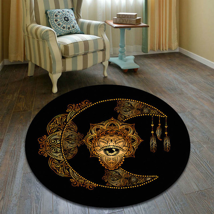 Nordic Style Sun Moon Printed Round Carpet Living Room