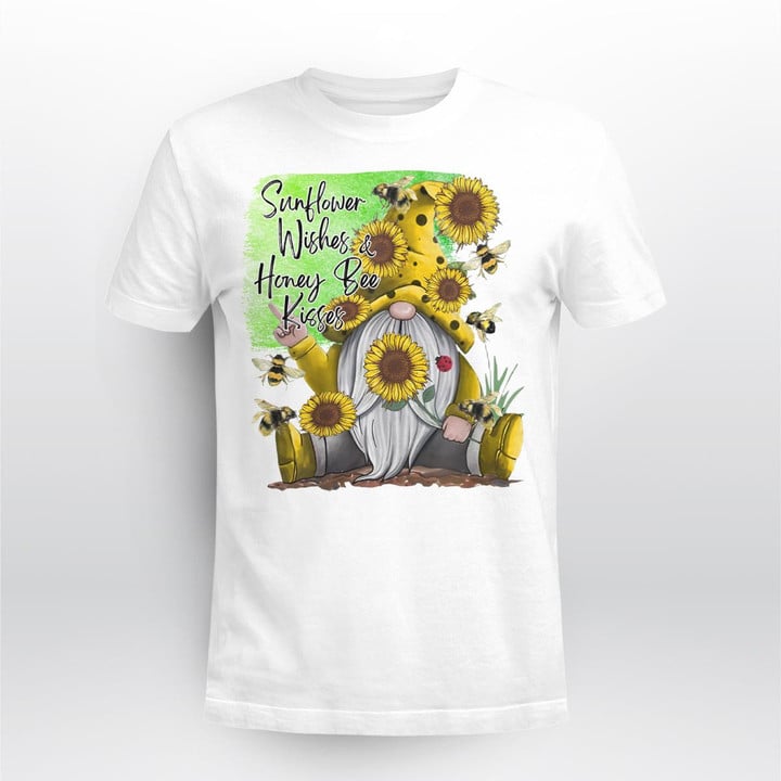sunflowers gnome with bee unisex T-shirt
