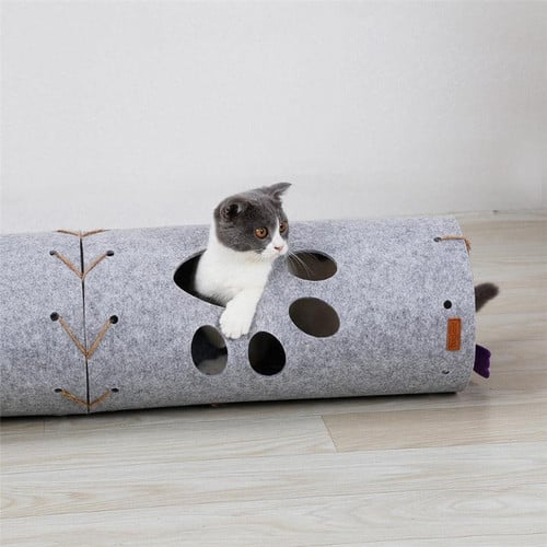 DIY Folding Cat Tunnel With Hanging Butterfly Toy For Cats
