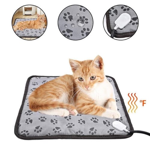 Pet Electric Heating Pad Cat Mat Adjustable Temperature Footprints Pattern