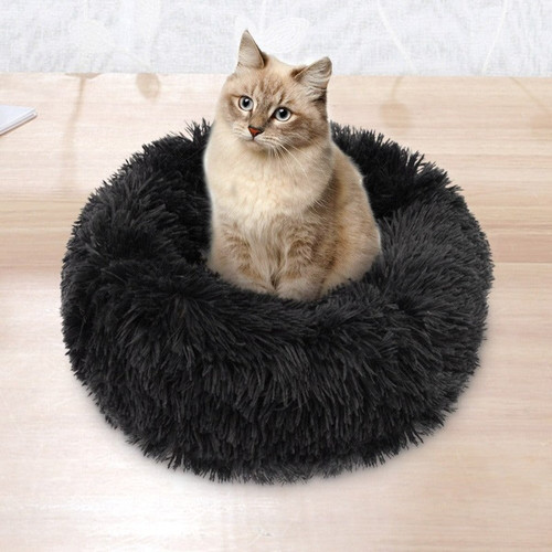 Fluffy Cat Bed Soft Plush Sleeping Donut Shape Cat Beds
