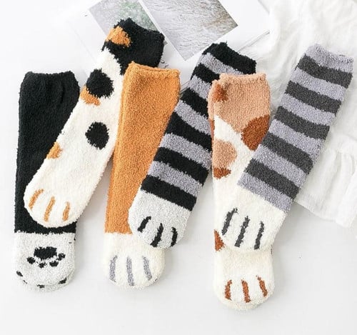 Fluffy Cat Paw Socks for Cat Lovers
