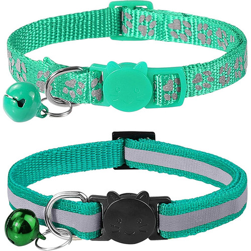 A Pair Of Reflective Cat Collars With Bell