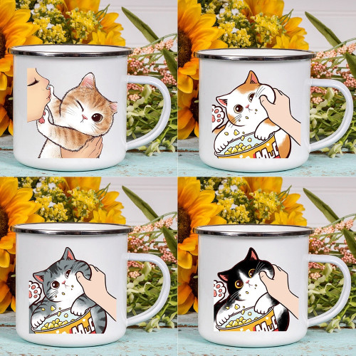 Cartoon Cat Print Coffee Tea Mugs
