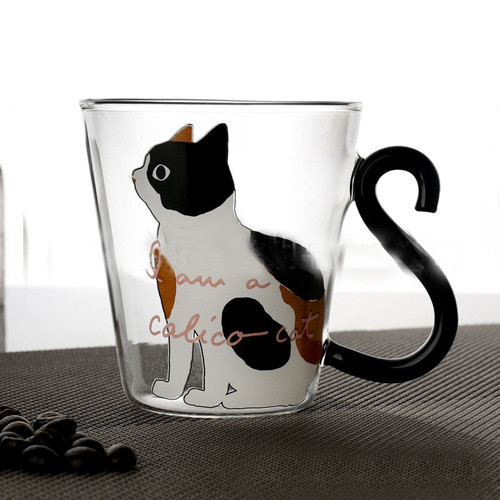 Cute Glass Cat Tail Handle Mug