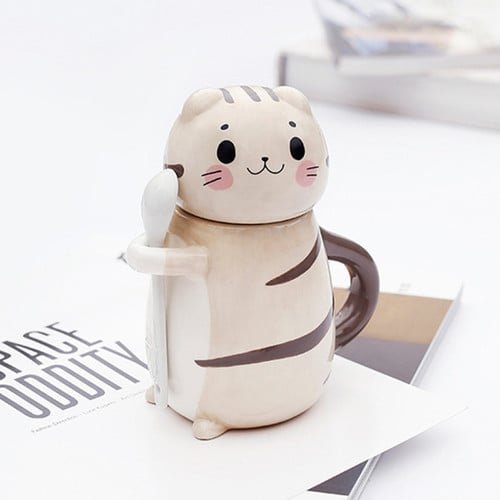 New Cute Cat Ceramics Coffee Mug With Spoon