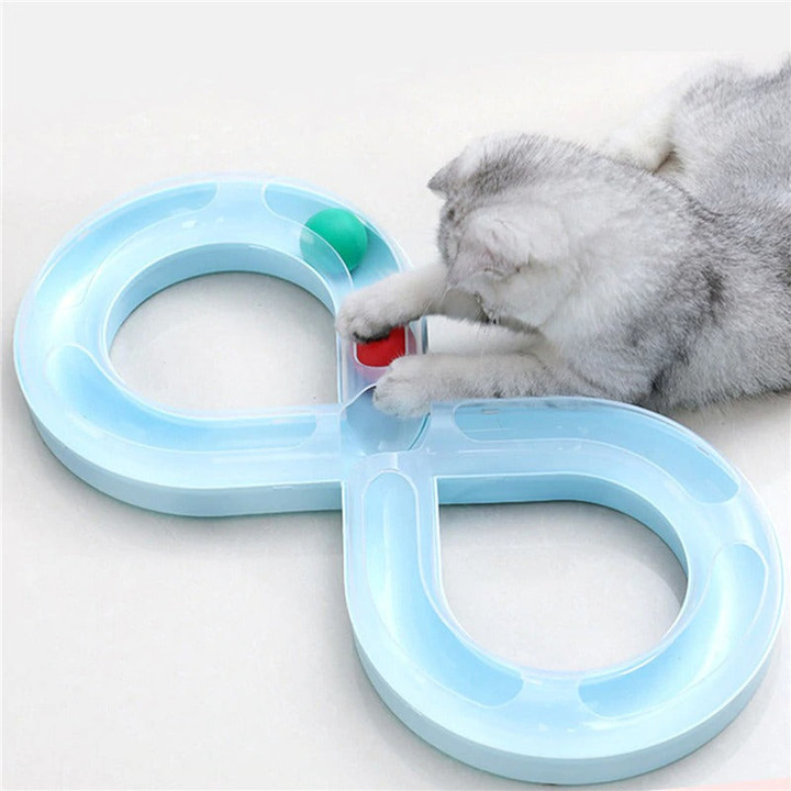 Turbo Track Cat Toy With 2 Balls Circuit Toys For Cats