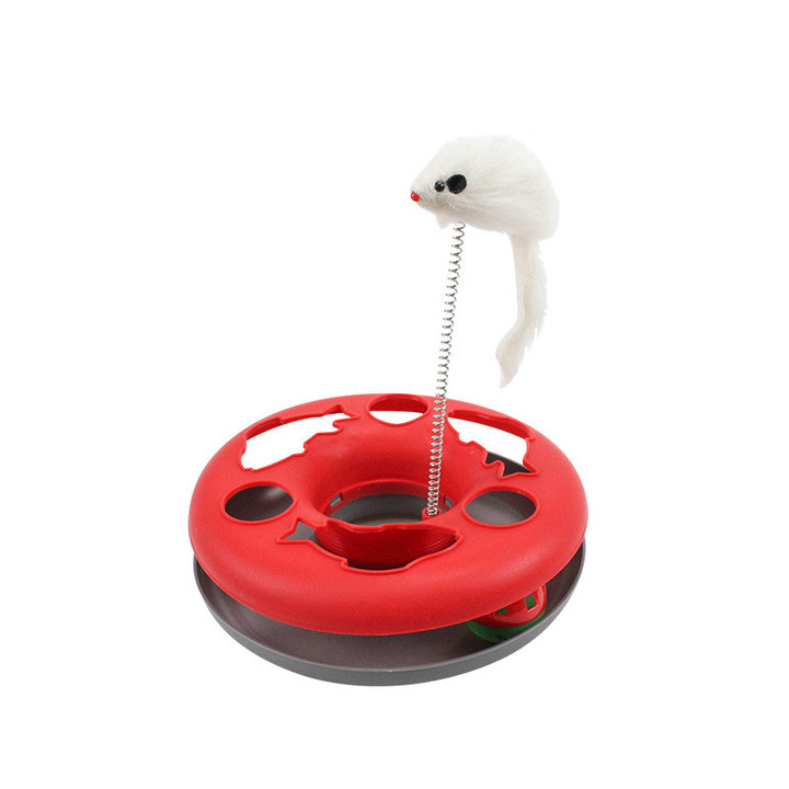 Interactive Cat Toy Track Rolling Ball With Spring Mice
