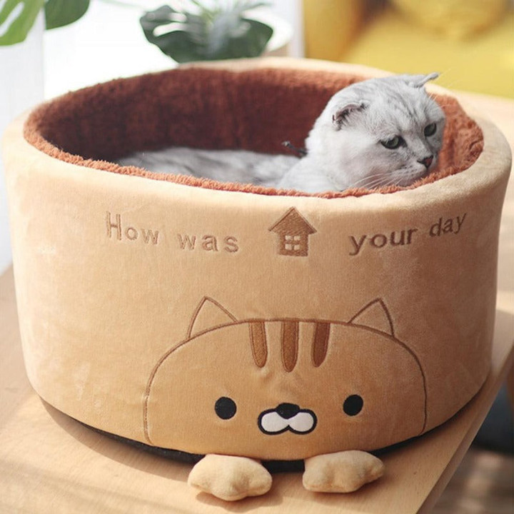 Cute Kitten Bed Soft Cylindrical Soft Fleece