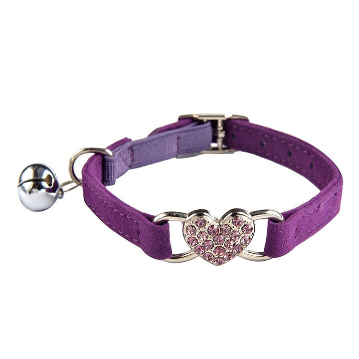 Heart Charm And Bell Cat Collar