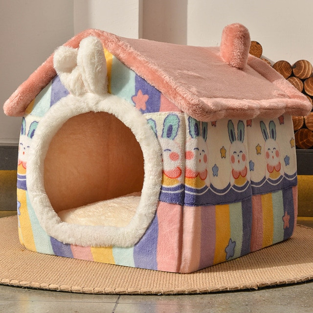 Colorful Litter Sleep Pet House With Removable Cushion