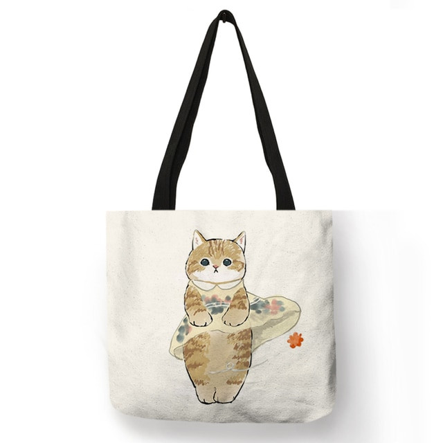 Cute Society Cat Graphic Women Tote Handbag