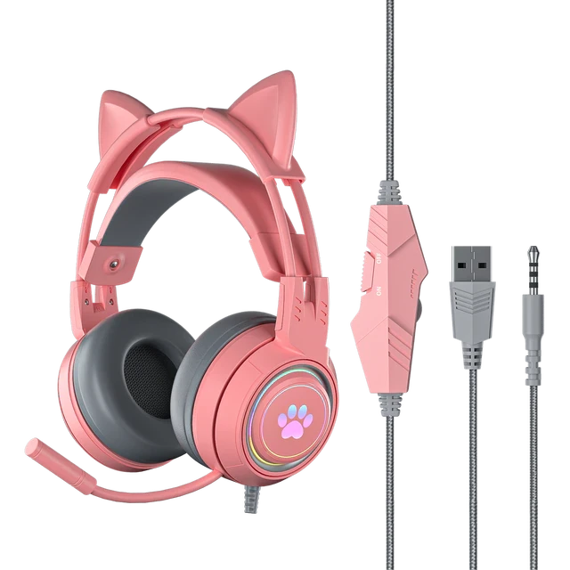 Cat Ear Gaming Headphones With Microphone