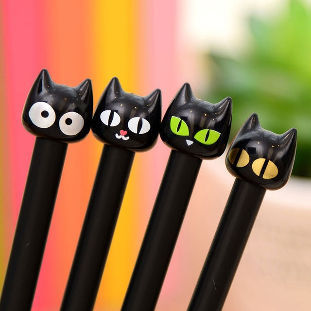 25Pcs Korean Creative Stationery Black Cat Pen