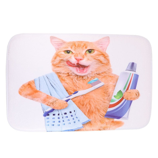 Funny Cat Bathmat (or Doormat, or Kitchen Mat) - Non Slip & Anti-Skid