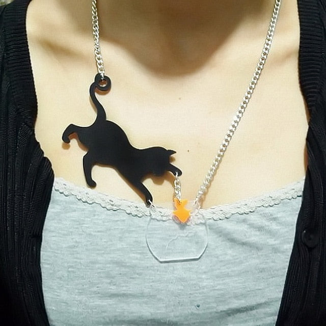 Cat Fish Bowl Necklace