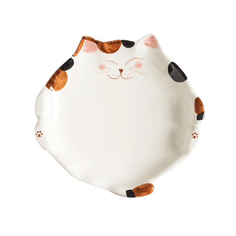 Hand-Painted Ceramic Cat Plate 