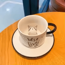 3D Kitten Ceramic Coffee Set 